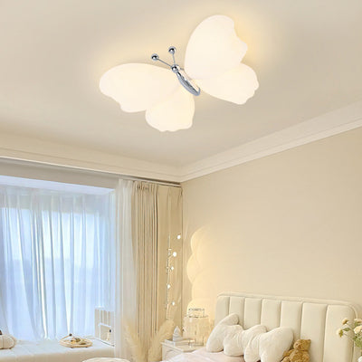 Contemporary Creative Butterfly Iron Plastic LED Flush Mount Ceiling Light For Bedroom