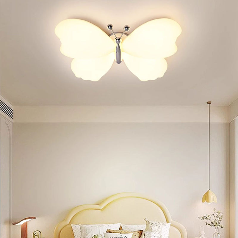 Contemporary Creative Butterfly Iron Plastic LED Flush Mount Ceiling Light For Bedroom