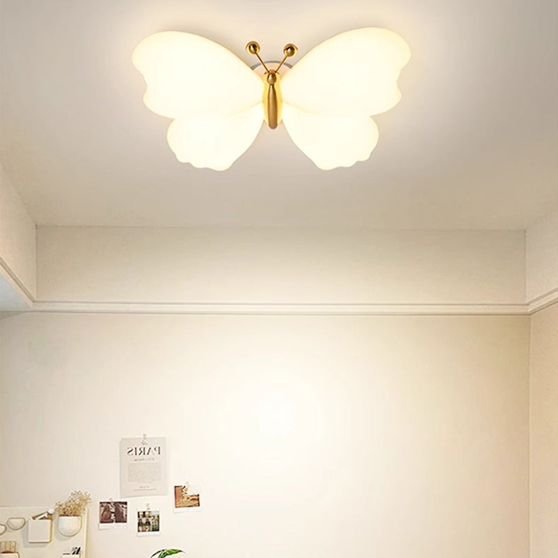 Contemporary Creative Butterfly Iron Plastic LED Flush Mount Ceiling Light For Bedroom