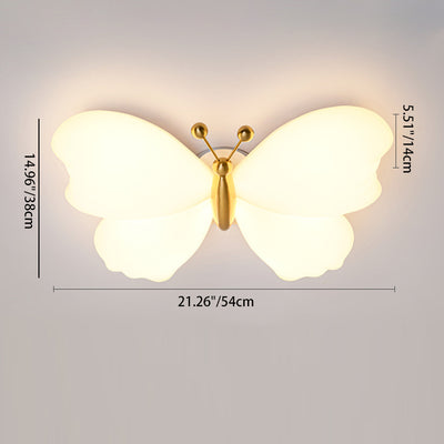 Contemporary Creative Butterfly Iron Plastic LED Flush Mount Ceiling Light For Bedroom