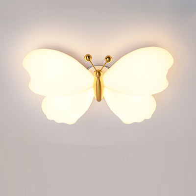 Contemporary Creative Butterfly Iron Plastic LED Flush Mount Ceiling Light For Bedroom