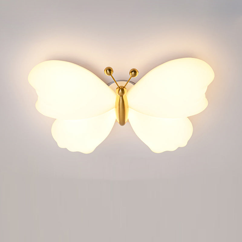 Contemporary Creative Butterfly Iron Plastic LED Flush Mount Ceiling Light For Bedroom