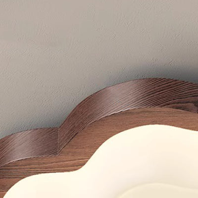 Contemporary Creative Lotus Leaf Wood PE LED Flush Mount Ceiling Light For Bedroom