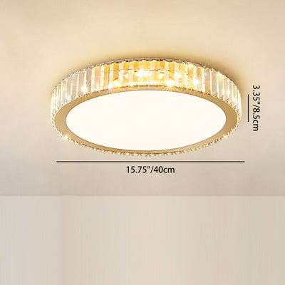 Modern Luxury Round Crystal Stainless Steel LED Flush Mount Ceiling Light For Bedroom