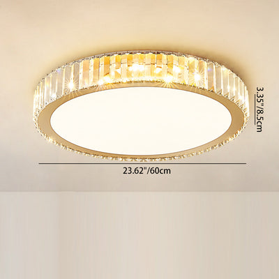 Modern Luxury Round Crystal Stainless Steel LED Flush Mount Ceiling Light For Bedroom