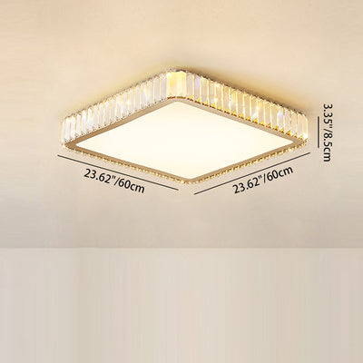 Modern Luxury Square Flower Crystal Stainless Steel LED Flush Mount Ceiling Light For Bedroom