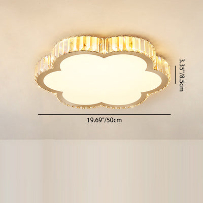 Modern Luxury Square Flower Crystal Stainless Steel LED Flush Mount Ceiling Light For Bedroom