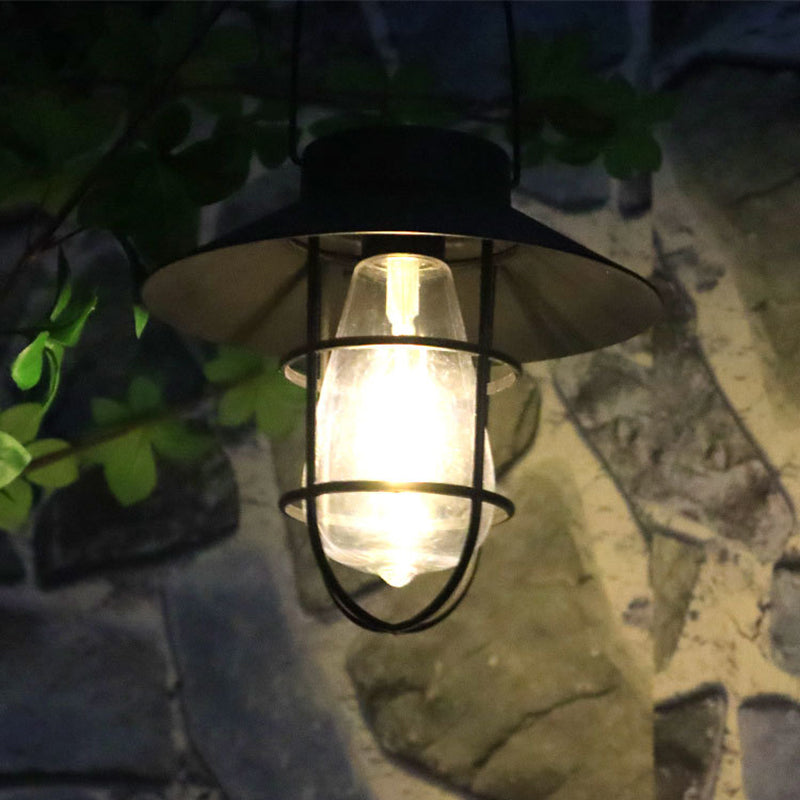 Modern Minimalist Solar Cylinder Hollow Out Iron Plastic LED Outdoor Light For Garden