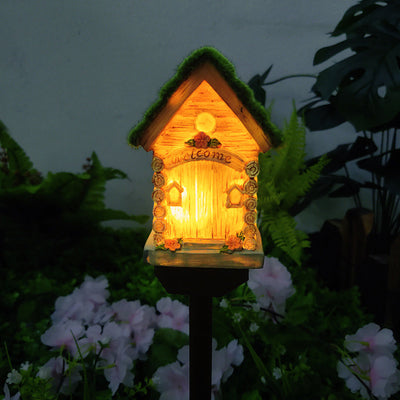 Modern Art Deco Solar House Resin PP LED Outdoor Light For Garden