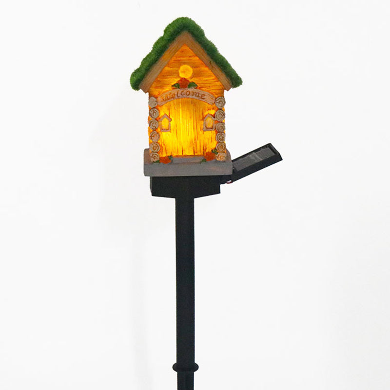 Modern Art Deco Solar House Resin PP LED Outdoor Light For Garden