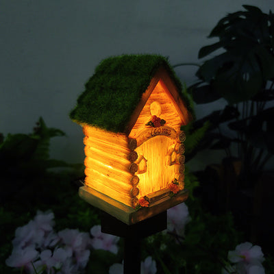 Modern Art Deco Solar House Resin PP LED Outdoor Light For Garden