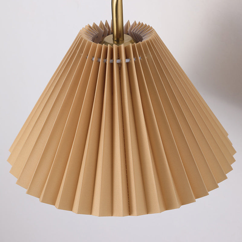 Modern Minimalist Round Pleated Iron Fabric 1-Light Wall Sconce Lamp For Bedroom