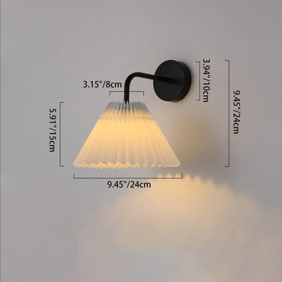 Modern Minimalist Round Pleated Iron Fabric 1-Light Wall Sconce Lamp For Bedroom