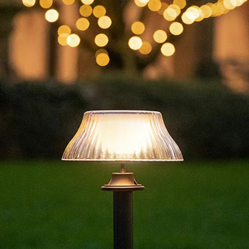 Modern Minimalist Round Half Ball Long Pole Iron ABS LED Ground Plug Outdoor Light For Garden