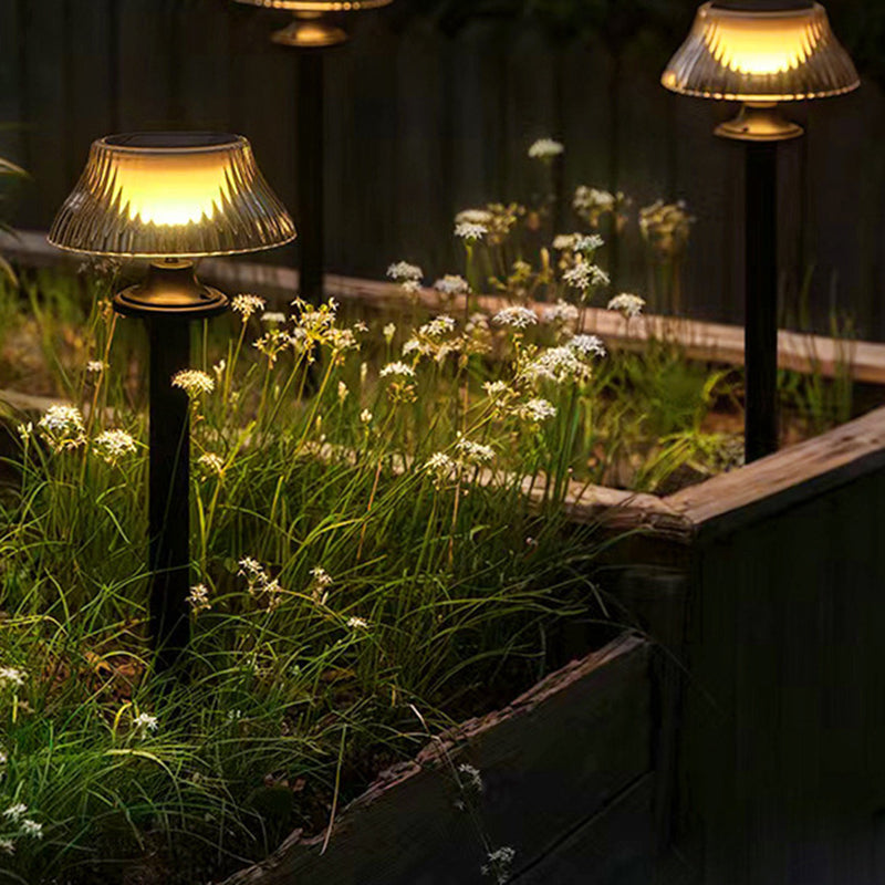 Modern Minimalist Round Half Ball Long Pole Iron ABS LED Ground Plug Outdoor Light For Garden