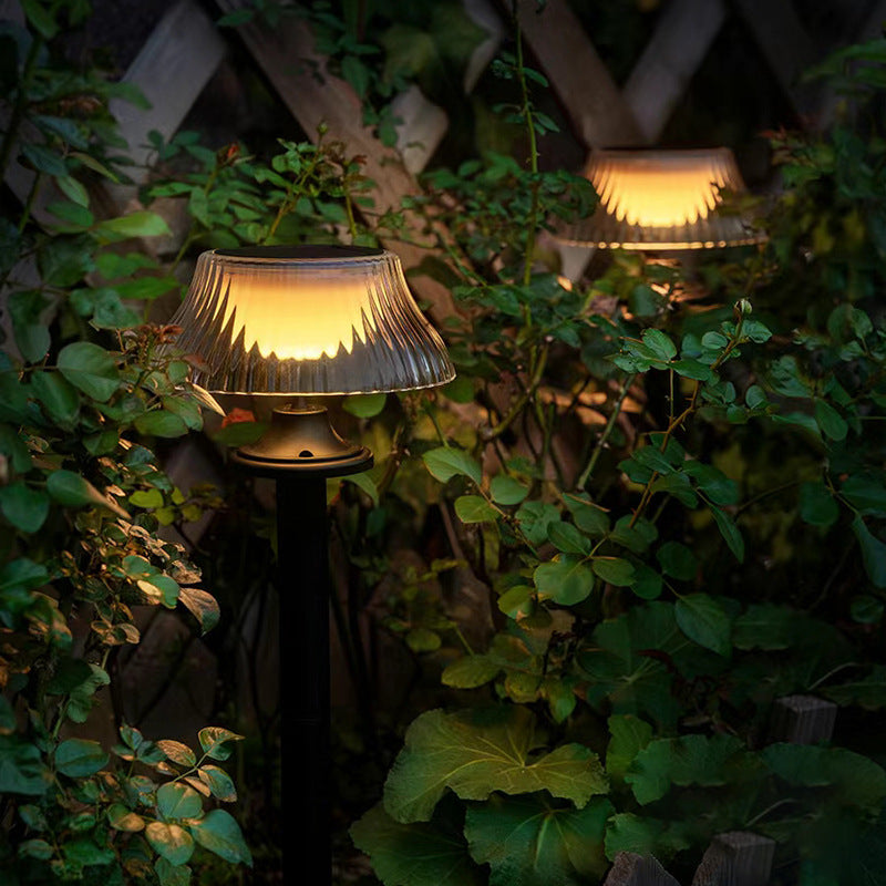 Modern Minimalist Round Half Ball Long Pole Iron ABS LED Ground Plug Outdoor Light For Garden