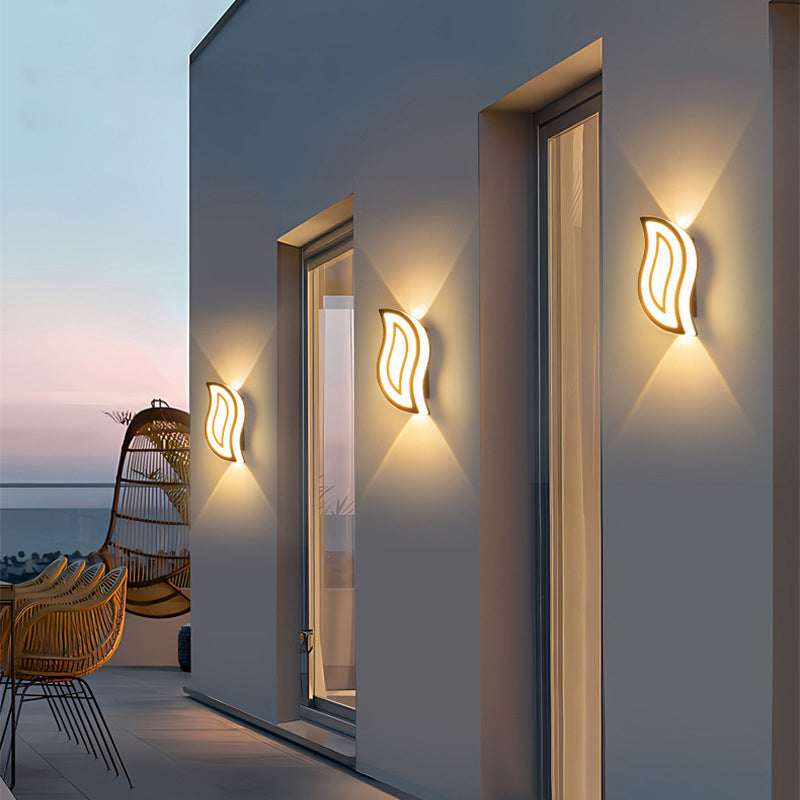 Modern Simplicity Waterproof Oval Leaf Aluminum LED Outdoor Wall Sconce Lamp For Garden