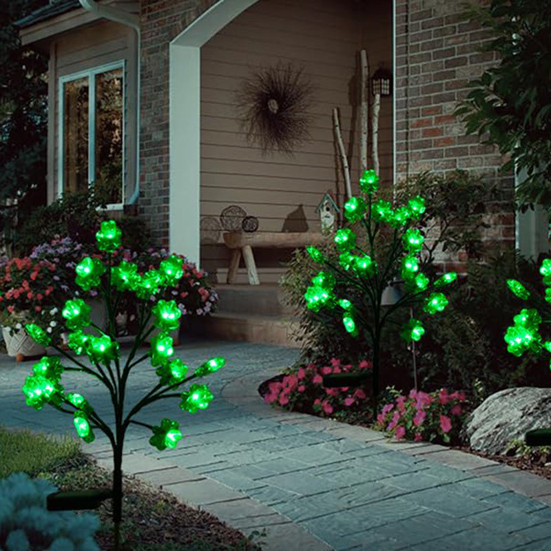 Modern Art Deco Solar Waterproof Clover Plastic Stainless Steel LED Outdoor Light For Garden