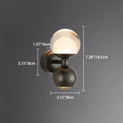 Modern Minimalist Round Orb Iron Aluminum Acrylic Glass LED Wall Sconce Lamp For Bedroom