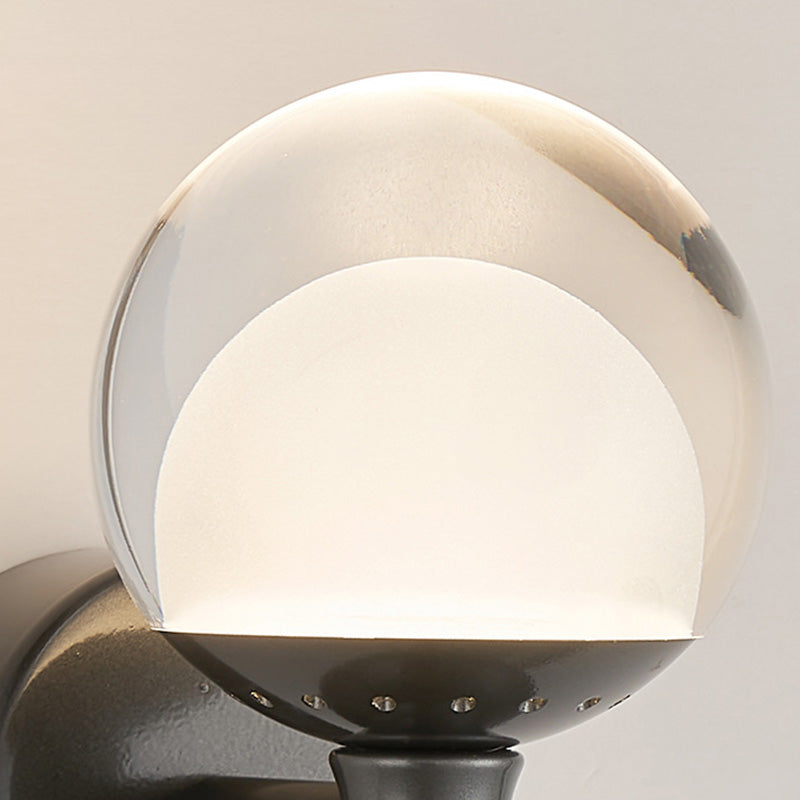 Modern Minimalist Round Orb Iron Aluminum Acrylic Glass LED Wall Sconce Lamp For Bedroom