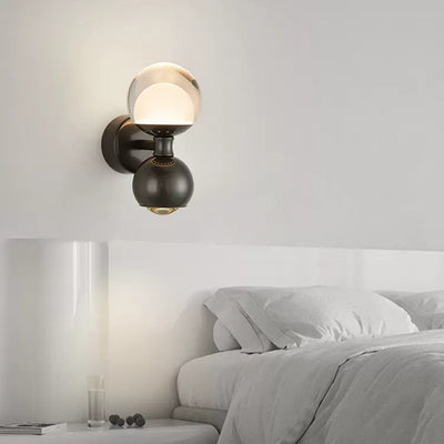 Modern Minimalist Round Orb Iron Aluminum Acrylic Glass LED Wall Sconce Lamp For Bedroom