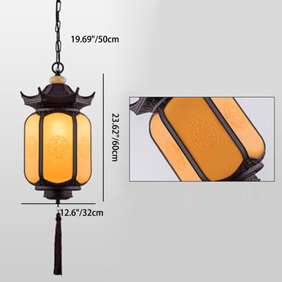 Traditional Chinese Waterproof Xiang Yun Hexagonal Lantern Aluminum PC Pendant Light For Garden