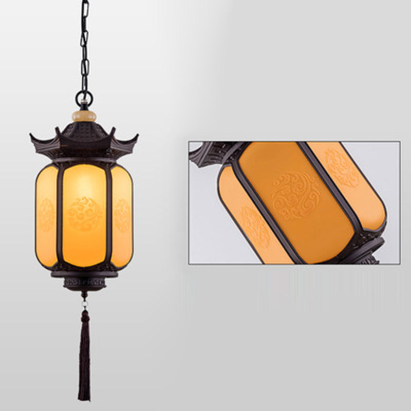 Traditional Chinese Waterproof Xiang Yun Hexagonal Lantern Aluminum PC Pendant Light For Garden