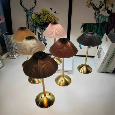 Modern Minimalist Mushroom Round Plastic Metal LED Table Lamp For Bedroom