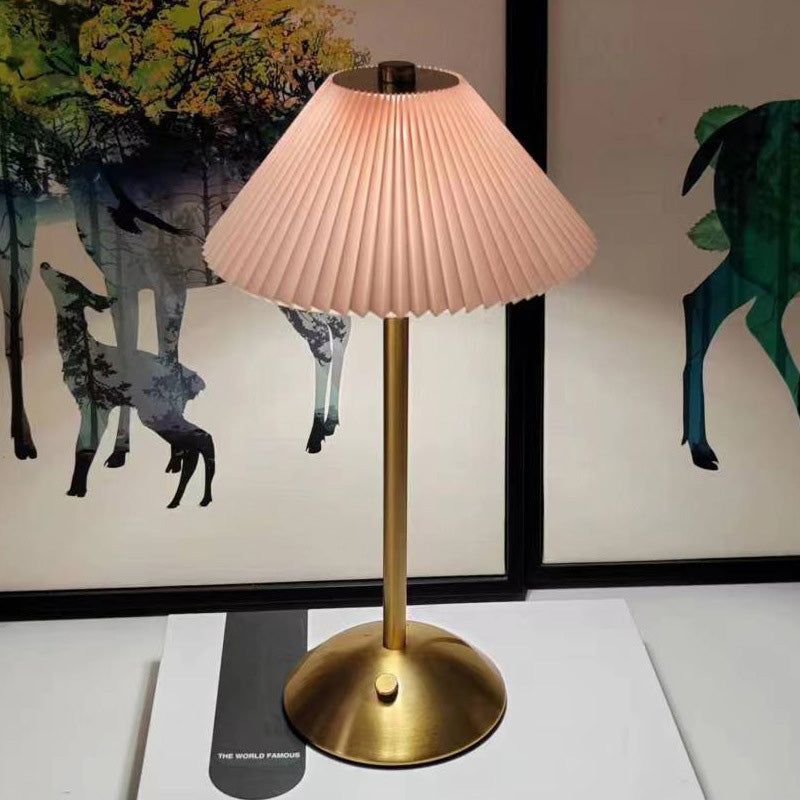 Modern Minimalist Mushroom Round Plastic Metal LED Table Lamp For Bedroom