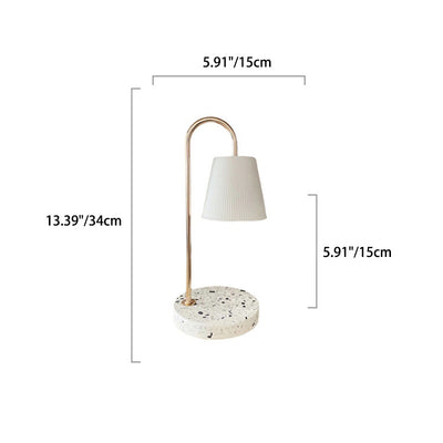 Modern Art Deco Round Curved Rod Terrazzo Hardware Ceramic 1-Light Aroma Melt Wax Table Lamp For Bedroom