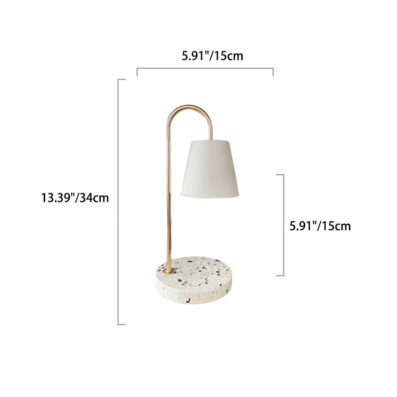 Modern Art Deco Round Curved Rod Terrazzo Hardware Ceramic 1-Light Aroma Melt Wax Table Lamp For Bedroom