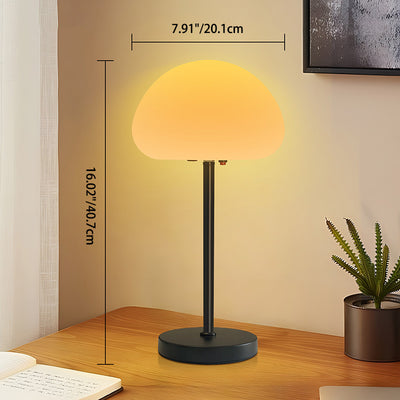 Contemporary Creative Oval Mushroom Iron PE LED Table Lamp For Bedroom