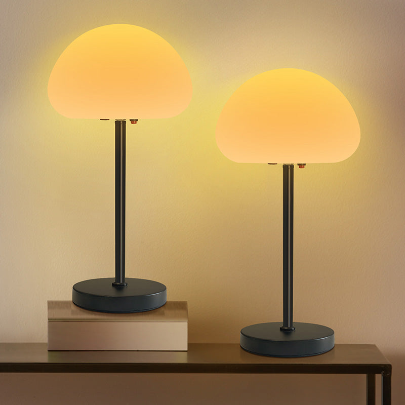 Contemporary Creative Oval Mushroom Iron PE LED Table Lamp For Bedroom