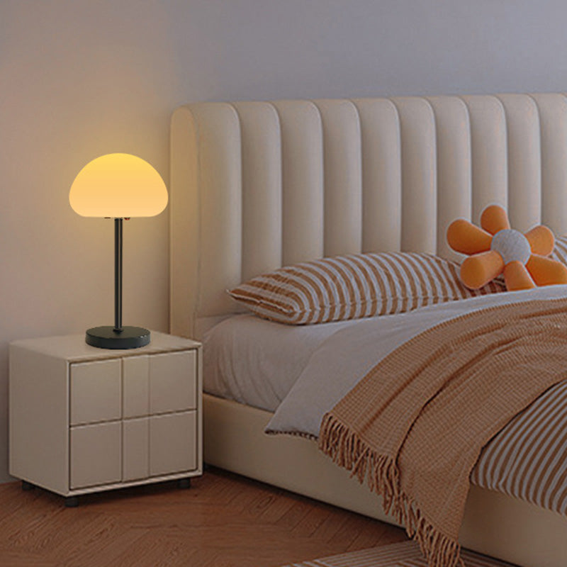 Contemporary Creative Oval Mushroom Iron PE LED Table Lamp For Bedroom