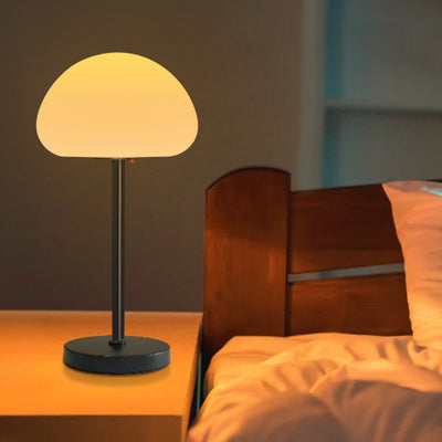 Contemporary Creative Oval Mushroom Iron PE LED Table Lamp For Bedroom