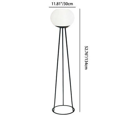 Modern Minimalist Solar Oval Tripod Round Base Iron PE LED Standing Floor Lamp For Outdoor Patio