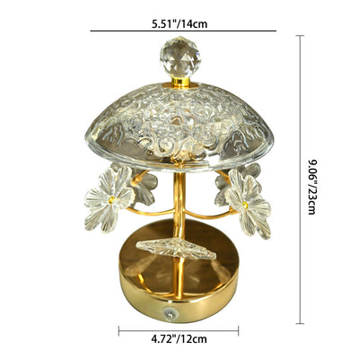 Modern Art Deco Round Base Flower Crystal Metal LED Table Lamp For Bedroom