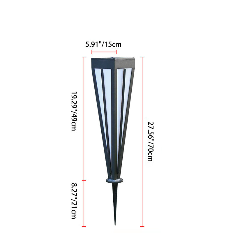 Modern Simplicity Solar Quadrilateral Cone Aluminum Iron Acrylic LED Ground Plug Outdoor Light For Garden