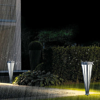 Modern Simplicity Solar Quadrilateral Cone Aluminum Iron Acrylic LED Ground Plug Outdoor Light For Garden