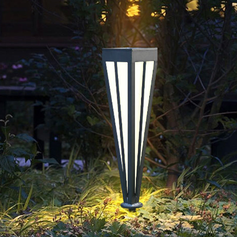 Modern Simplicity Solar Quadrilateral Cone Aluminum Iron Acrylic LED Ground Plug Outdoor Light For Garden