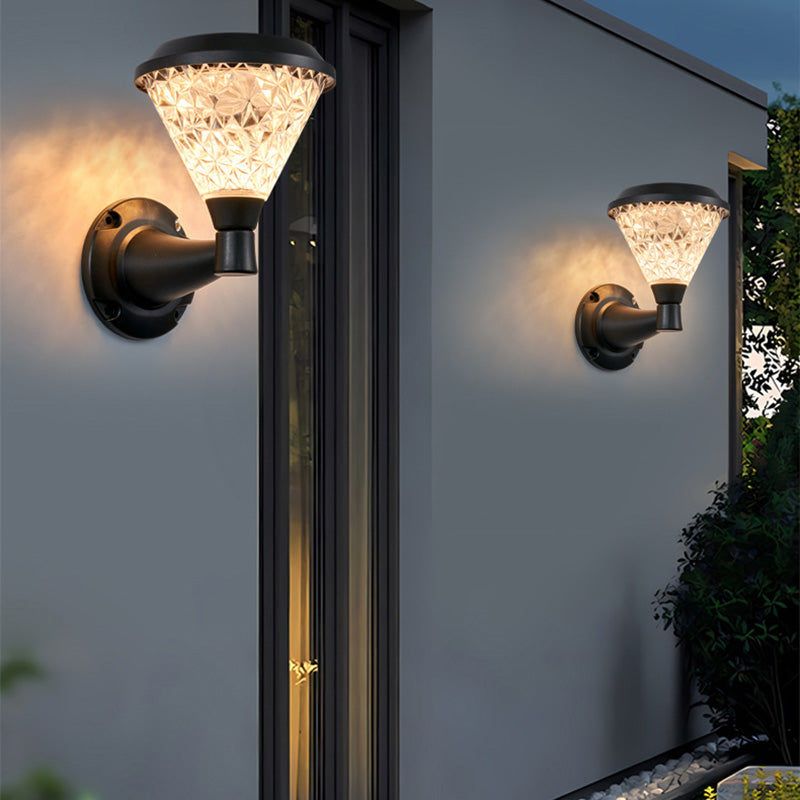 Modern Minimalist Solar Square Round PC LED Wall Sconce Lamp For Outdoor Patio