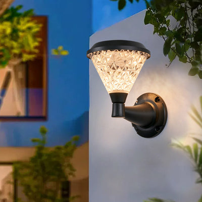 Modern Minimalist Solar Square Round PC LED Wall Sconce Lamp For Outdoor Patio