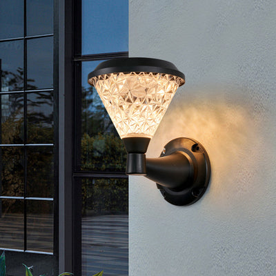 Modern Minimalist Solar Square Round PC LED Wall Sconce Lamp For Outdoor Patio