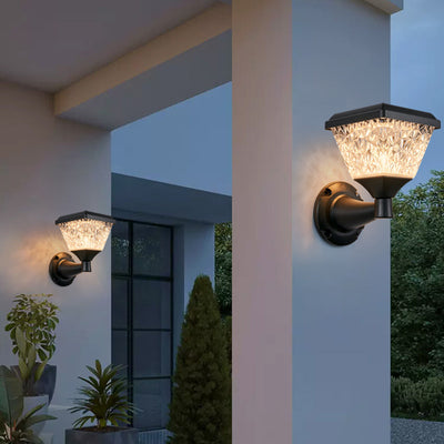 Modern Minimalist Solar Square Round PC LED Wall Sconce Lamp For Outdoor Patio