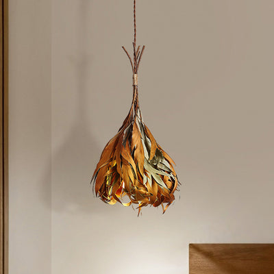 Contemporary Retro Round Cone Leaf 1-Light Pendant Light For Living Room