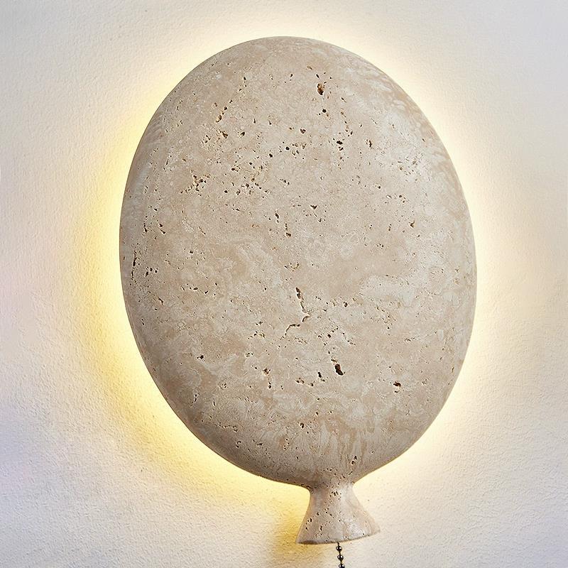 Contemporary Creative Balloon Beige Travertine LED Wall Sconce Lamp For Living Room