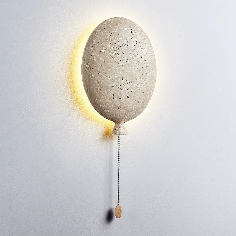 Contemporary Creative Balloon Beige Travertine LED Wall Sconce Lamp For Living Room