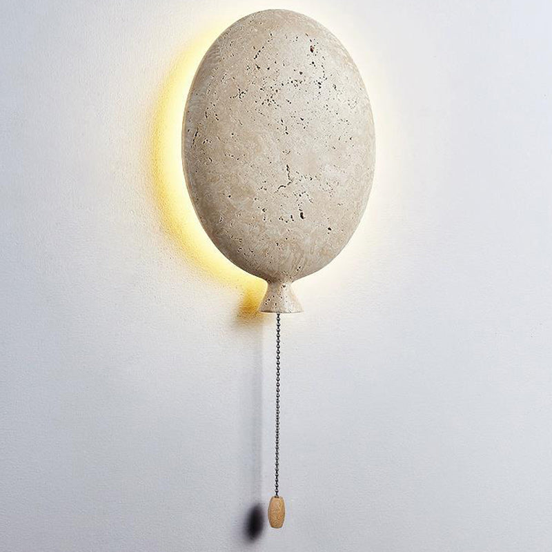 Contemporary Creative Balloon Beige Travertine LED Wall Sconce Lamp For Living Room