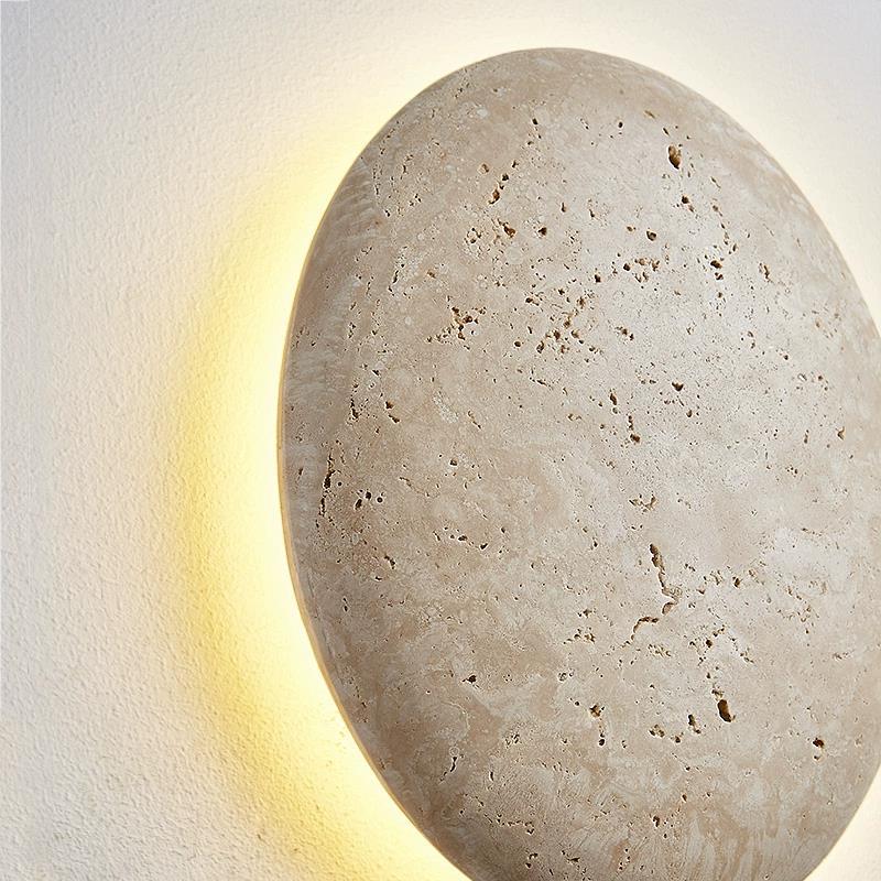 Contemporary Creative Balloon Beige Travertine LED Wall Sconce Lamp For Living Room