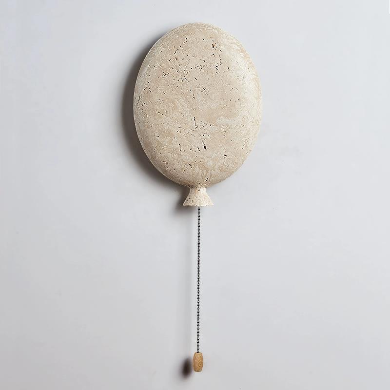 Contemporary Creative Balloon Beige Travertine LED Wall Sconce Lamp For Living Room